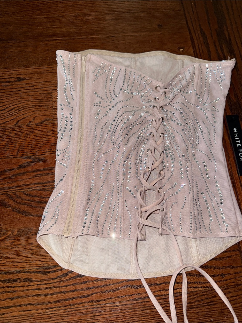 White Fox Strapless Beaded Bustier Top in Champagne - Picture 5 of 5